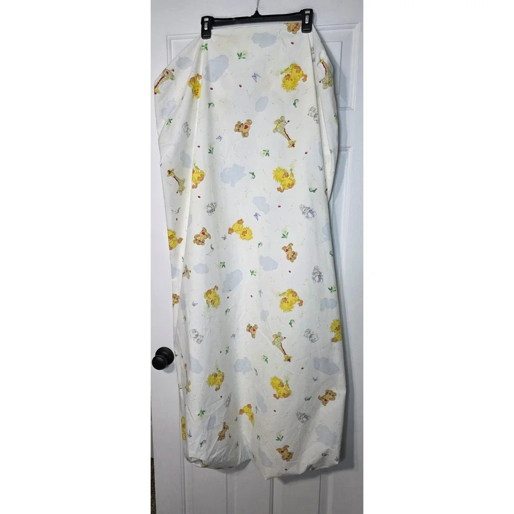 Vintage Little Suzy's Zoo Witzy Duckling Crib Sheet Gerber White Nursery Bedding